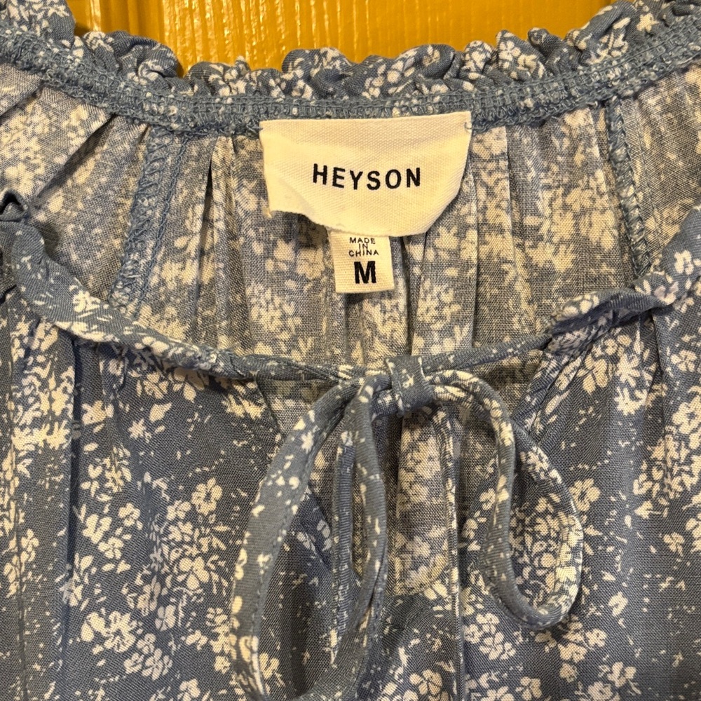 Heyson Blue Floral Blouse size Medium